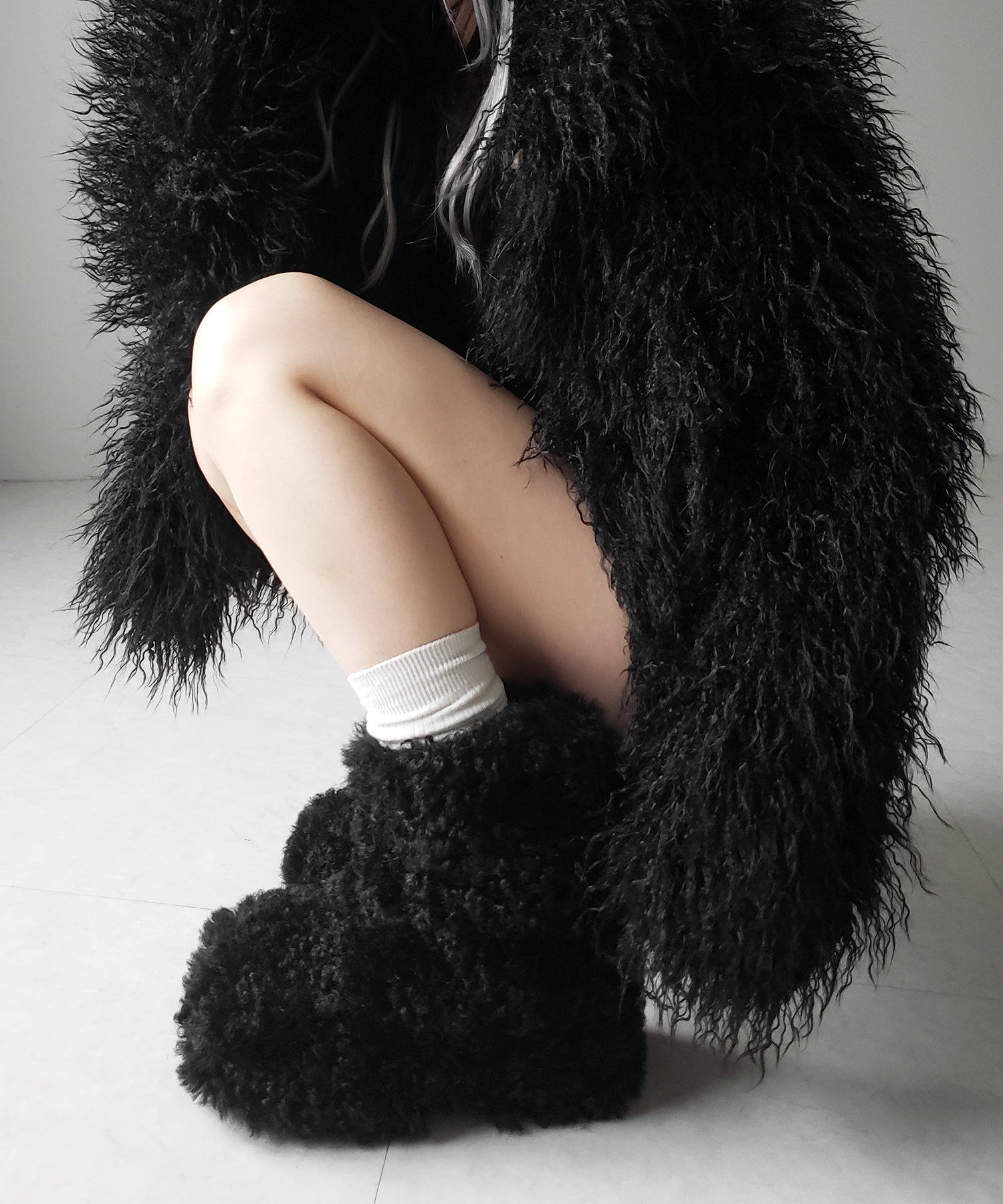 厚底テディボアショートブーツ ／ platform teddy boa short boots