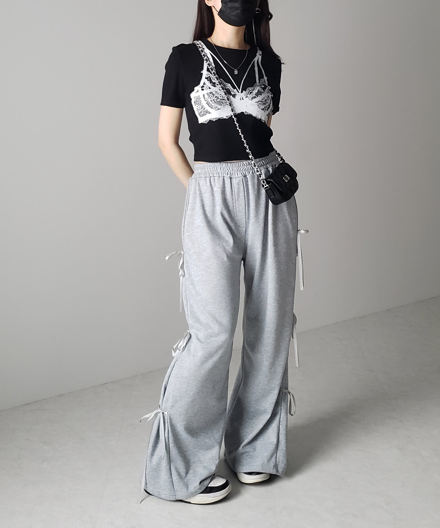 【 ３color 】レースランジェリー半袖クロップドＴ ／ lace lingerie short sleeve cropped T