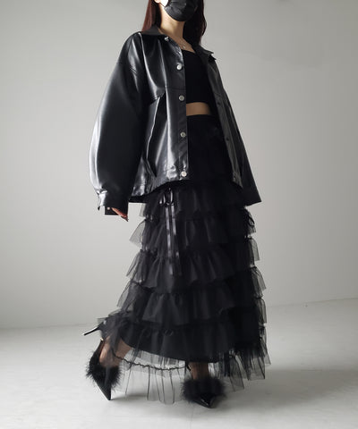 【 ４color 】ストラップリボンバレエコアチュールスカート ／strap ribbon ballet core tulle skirt