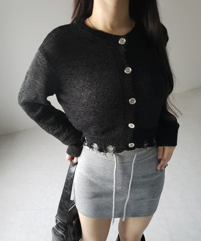 【 ３color 】ダメージシアーニットショートカーディガン ／ damage sheer knit short cardigan