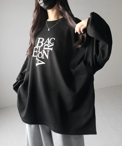 【 2 color 】BACロゴレタリングBIGスウェットロンＴ ／ BAC logo lettering big sweat long Tee