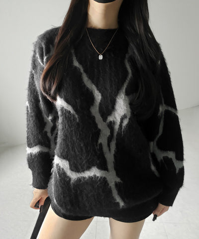 【 ３color 】CRACK モヘアライクオーバーニット ／ CRACK mohair-like over knit