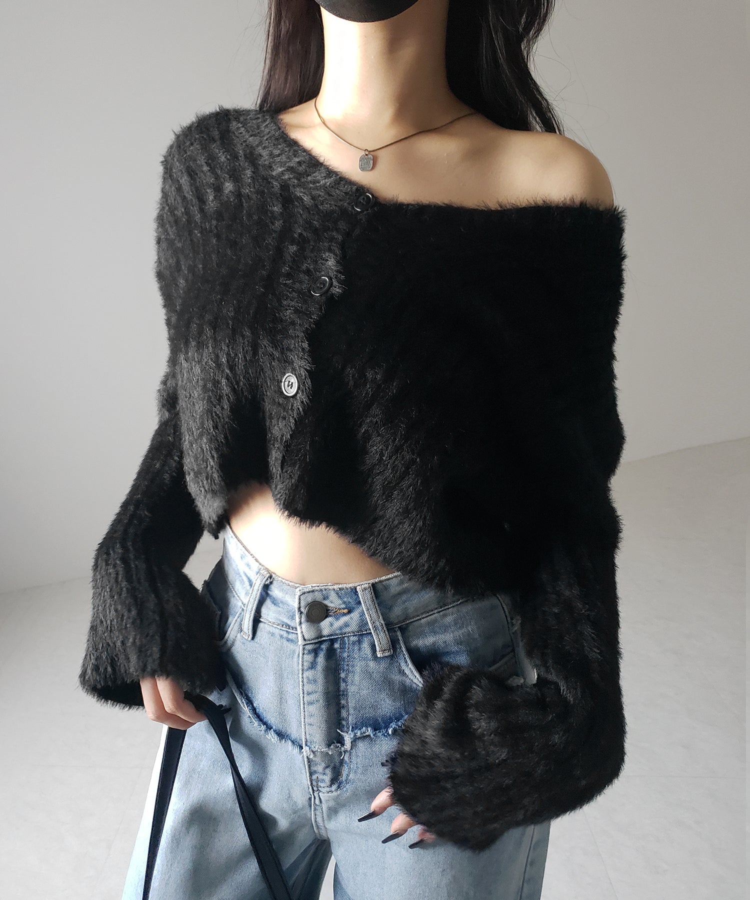 【 ３color 】ショートシャギーリブニットカーディガン ／ short shaggy lib knit cardigan
