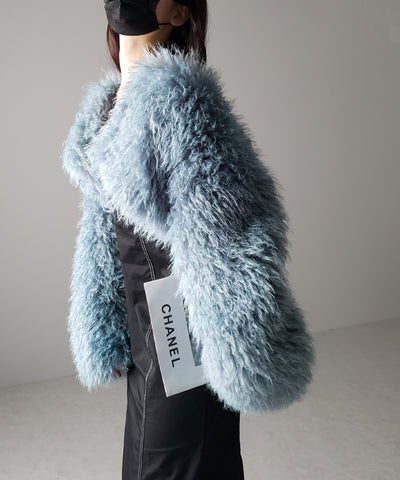 【 ５color 】シャギーファーノーカラーボリュームショートコート／ shaggy fur nocollar volume short coat