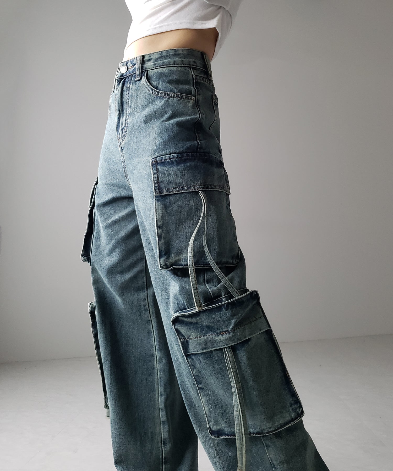 ４ポケットストラップヴィンテージルーズカーゴデニム ／ 4 pocket strap vintage loose cargo denim
