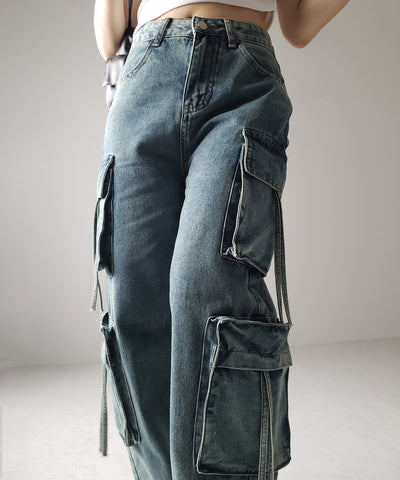 ４ポケットストラップヴィンテージルーズカーゴデニム ／ 4 pocket strap vintage loose cargo denim