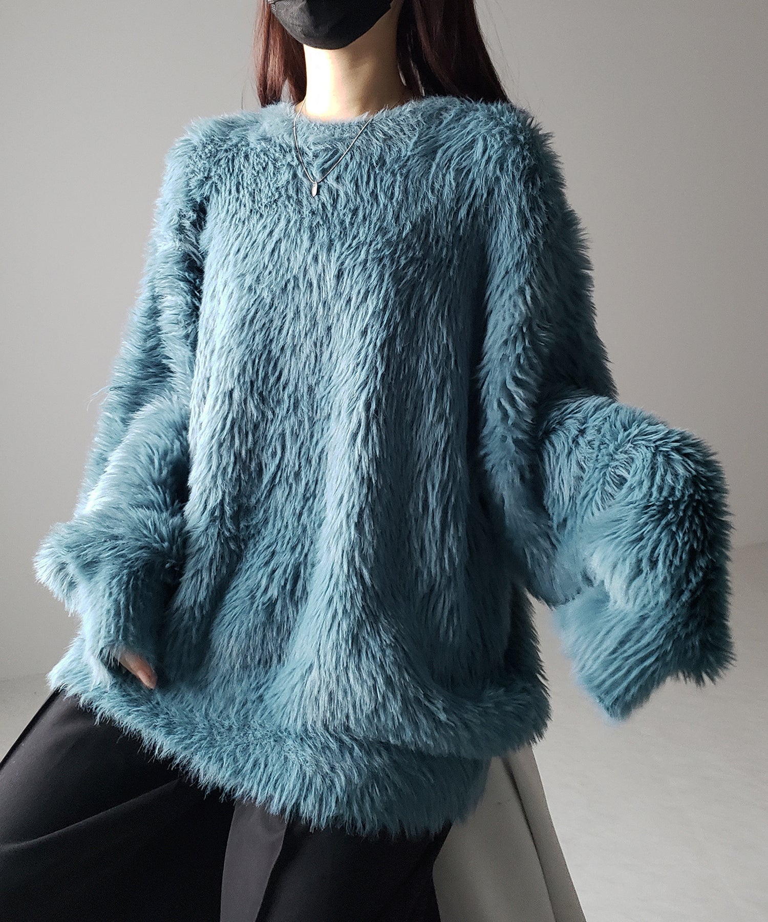 【 ４color 】ビッグシルエットロングシャギールーズニット ／ big silhouette long shaggy loose knit