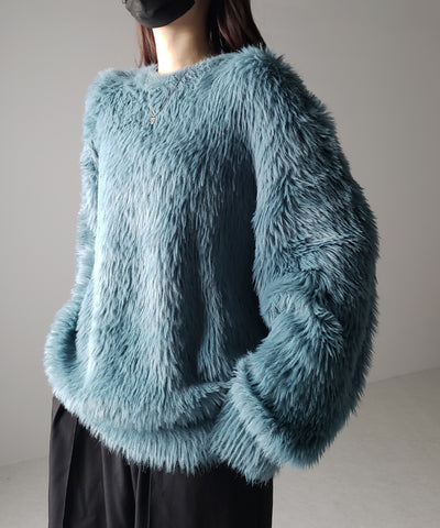 【 ４color 】ビッグシルエットロングシャギールーズニット ／ big silhouette long shaggy loose knit