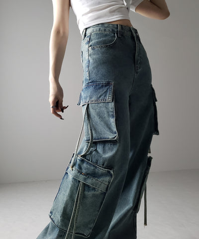 ４ポケットストラップヴィンテージルーズカーゴデニム ／ 4 pocket strap vintage loose cargo denim