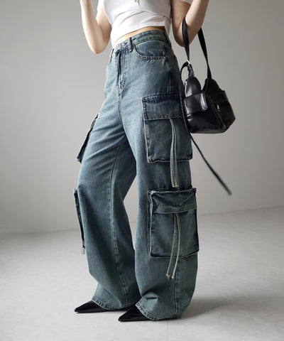 ４ポケットストラップヴィンテージルーズカーゴデニム ／ 4 pocket strap vintage loose cargo denim