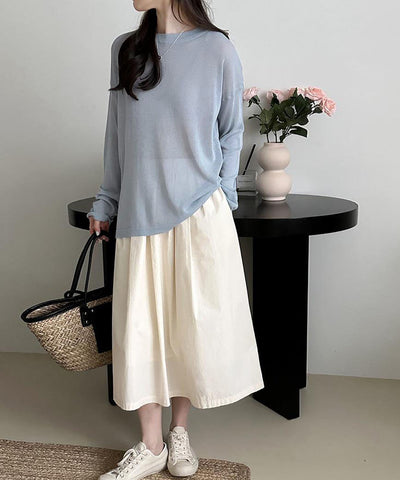 【 選べる７color 】ニュアンスカラーバックスリットオーバーシアーニット ／ nuance color back slit over sheer knit