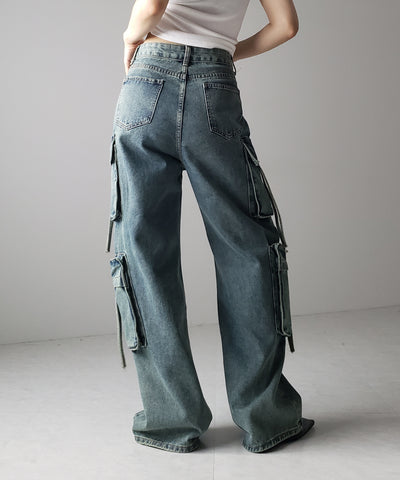 ４ポケットストラップヴィンテージルーズカーゴデニム ／ 4 pocket strap vintage loose cargo denim