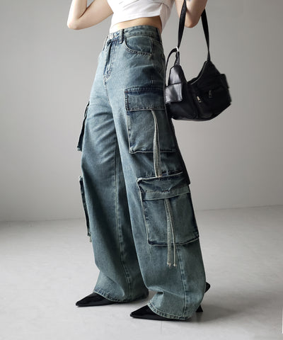 ４ポケットストラップヴィンテージルーズカーゴデニム ／ 4 pocket strap vintage loose cargo denim