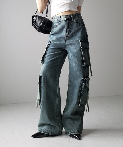 ４ポケットストラップヴィンテージルーズカーゴデニム ／ 4 pocket strap vintage loose cargo denim