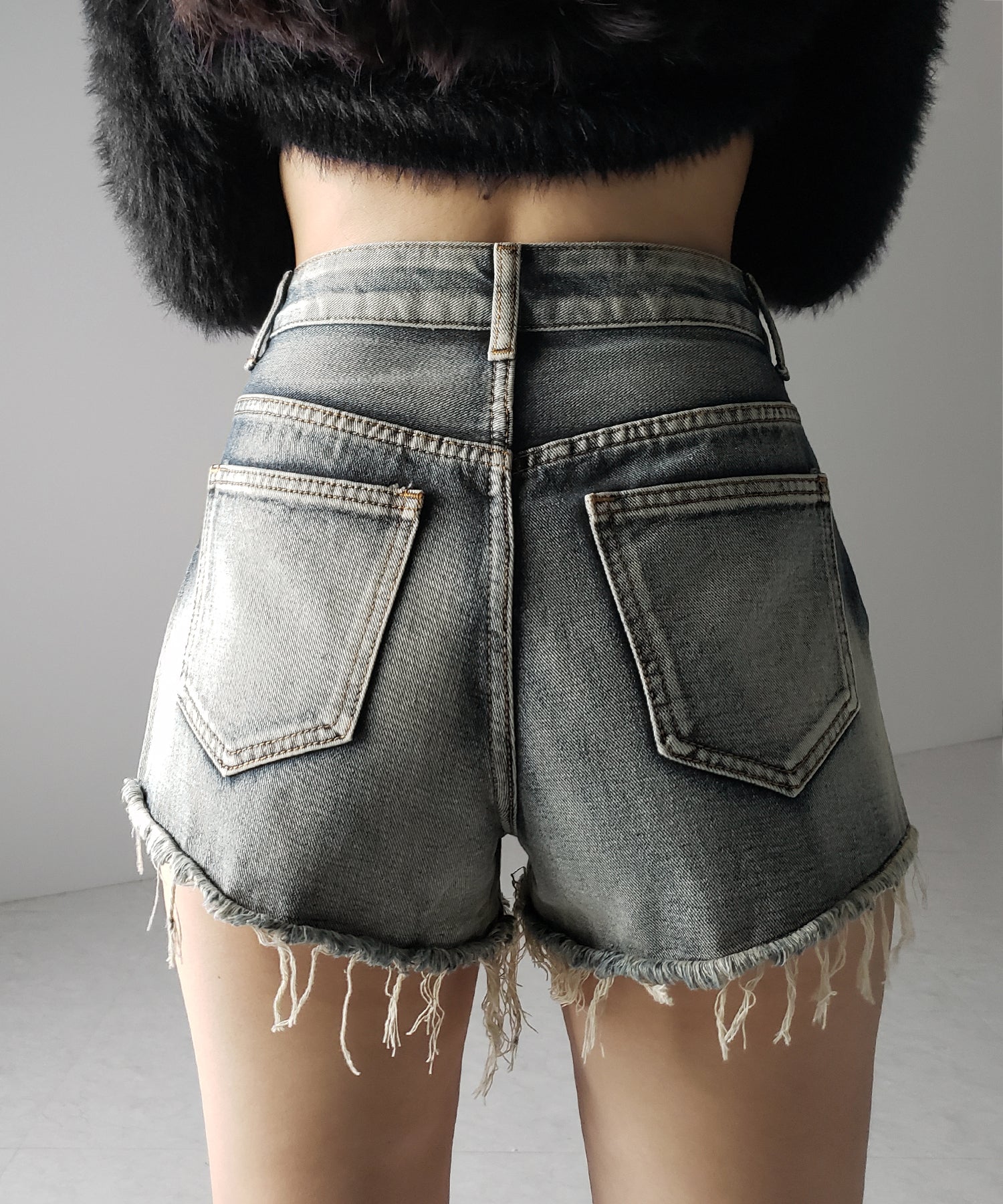 【 ２color 】クラッシュダメージブリーチデニムショートパンツ ／ crush damaged bleach denim short pants