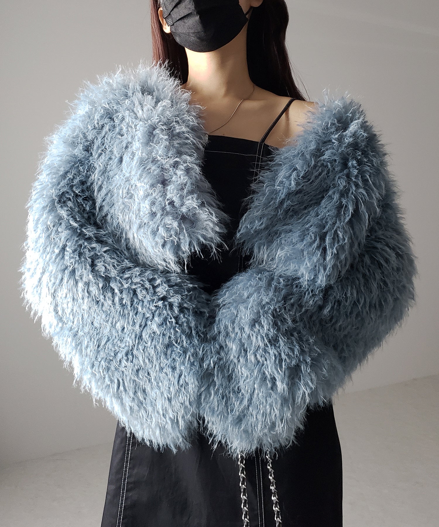 【 ５color 】シャギーファーノーカラーボリュームショートコート／ shaggy fur nocollar volume short coat