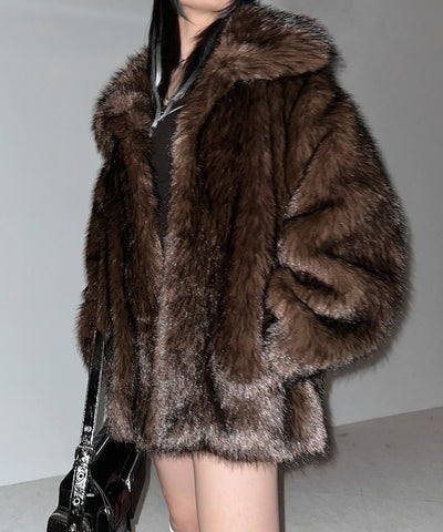 【 ５color 】フェイクファーボリュームミドルコート ／ fake fur volume middle coat