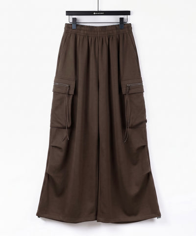【 裾絞り可能２WAY 】ドローコードタックワイドカーゴスウェットパンツ ／ drawcord tuck wide cargo sweatpants