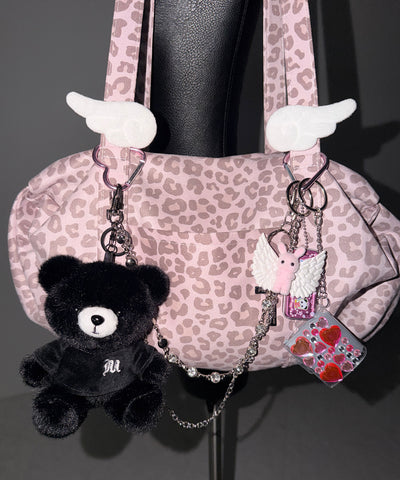 ヴィンテージライクピンクレオパードミニボストンショルダーバッグ　／ vintage like pink leopard mini boston shoulder bag