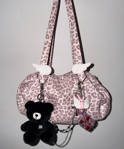 ヴィンテージライクピンクレオパードミニボストンショルダーバッグ　／ vintage like pink leopard mini boston shoulder bag