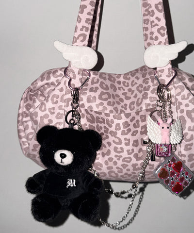 ヴィンテージライクピンクレオパードミニボストンショルダーバッグ　／ vintage like pink leopard mini boston shoulder bag