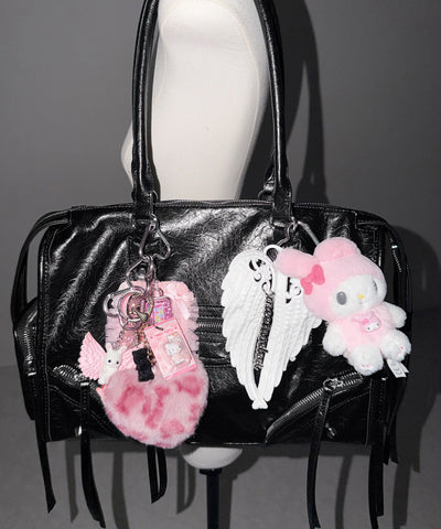 【 ショルダーストラップ付き２WAY 】アウトポケットヴィンテージダブルジップボストンショルダーバッグ ／out pocket vintage double zip boston shoulder bag