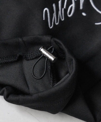 レタリングロゴ刺繍ワイドスウェットパンツ ／ lettering logo embroidery wide sweatpants