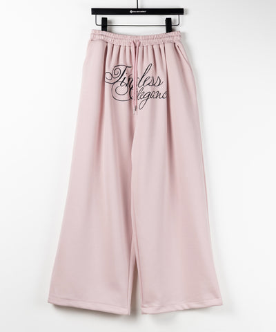 フロントレタリングロゴ刺繍ワイドスウェットパンツ ／ front lettering logo embroidery wide sweatpants