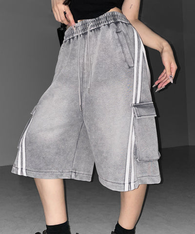 サイドラインヴィンテージワイドカーゴスウェットハーフパンツ / sideline vintage wide cargo sweat half pants