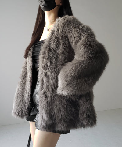 【 ４color 】ミンクライクフェイクファーボリュームコート ／ ｍink-like fake fur volume coat
