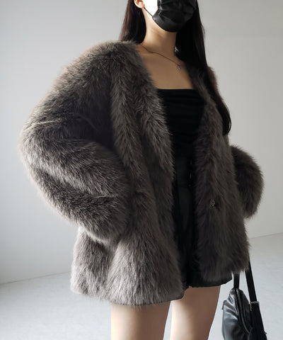 【 ４color 】ミンクライクフェイクファーボリュームコート ／ ｍink-like fake fur volume coat