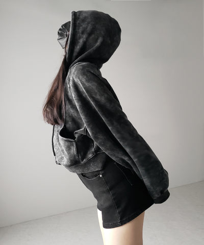 【 ２color 】ピグメントヴィンテージショートジップパーカー ／ pigment vintage short zip hoodie