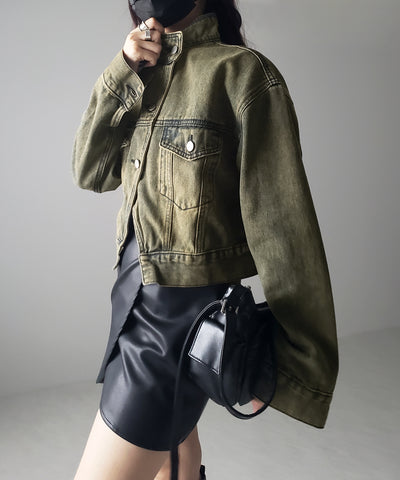 【 ２color 】スタンドカラーヴィンテージデニムジャケット