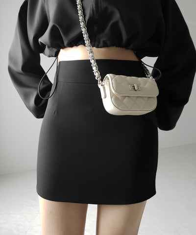 【 セットアップ着用可能 】サイドラインハイウエストミニスカート ／ sideline high waist mini skirt