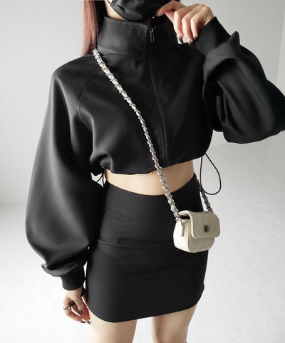 【 セットアップ着用可能 】サイドラインハイウエストミニスカート ／ sideline high waist mini skirt