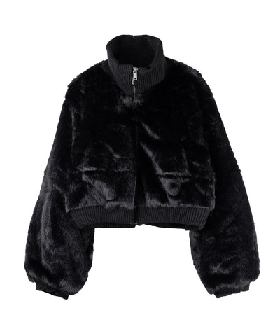 【 限定先行販売 】スタンドネックリブフェイクファーショートブルゾン ／ standneck lib fakefur short blouson