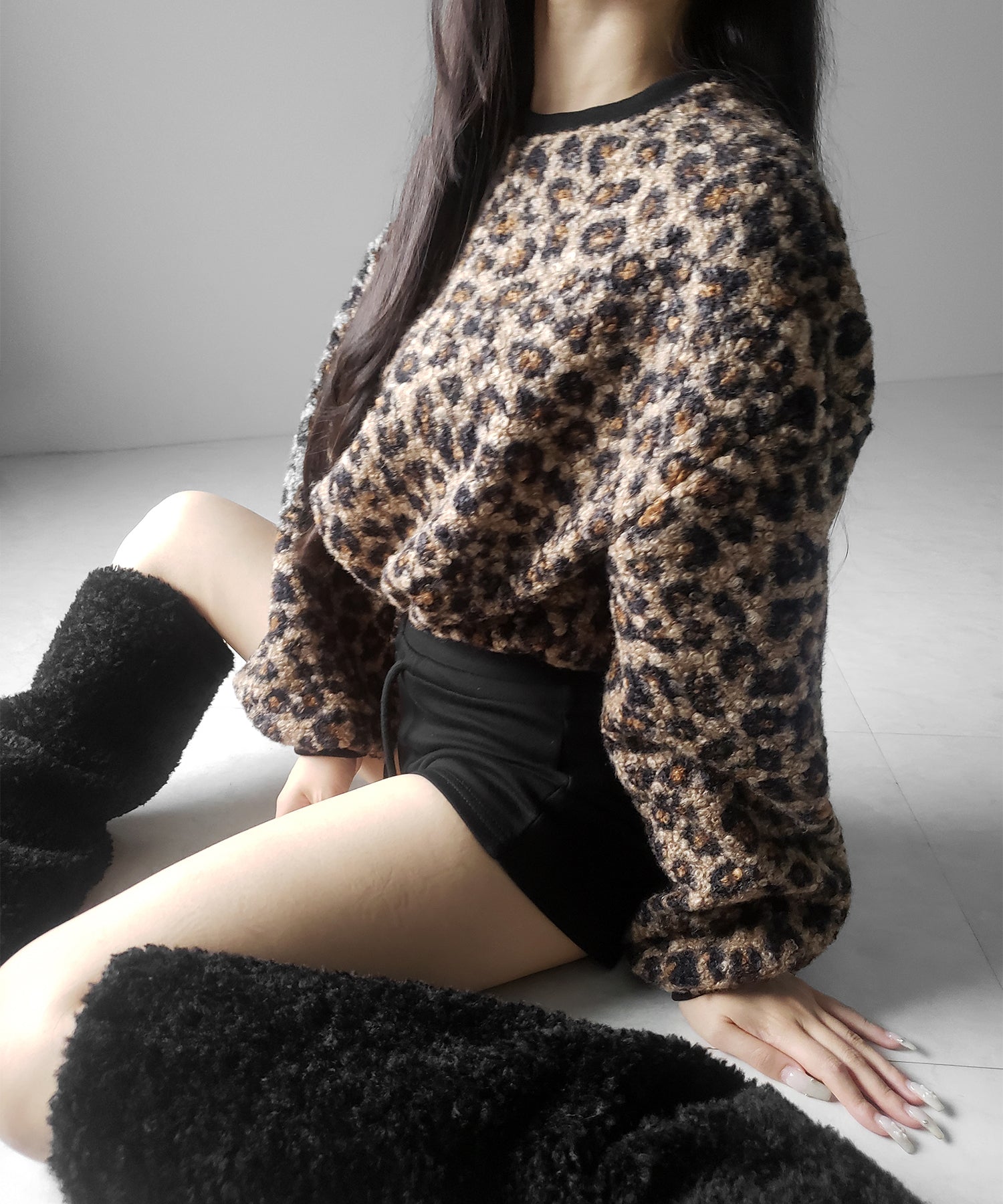 【 ２WAY 】レオパードショートボアプルオーバー ／ 2WAY reopard short boa pullover