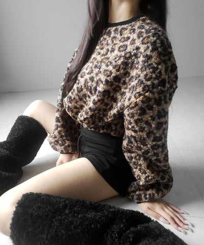 【 ２WAY 】レオパードショートボアプルオーバー ／ 2WAY reopard short boa pullover