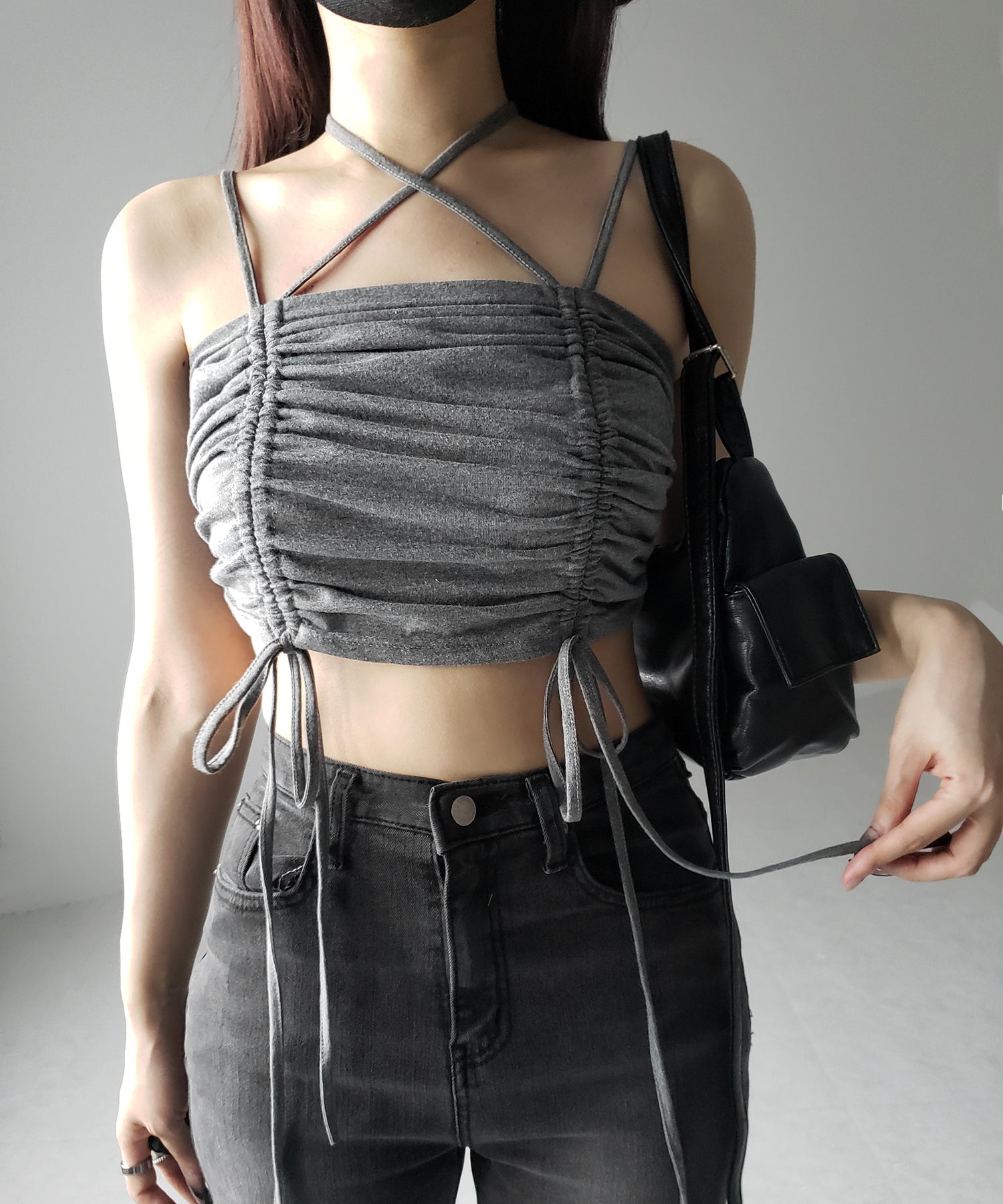 3color 】3WAYクロスストラップリボンシャーリングショート