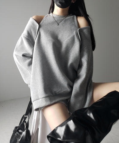【 ３color 】オープンショルダーカットアウトオーバースウェット ／ open shoulder cutout over sweat