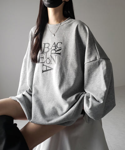 【 2 color 】BACロゴレタリングBIGスウェットロンＴ ／ BAC logo lettering big sweat long Tee