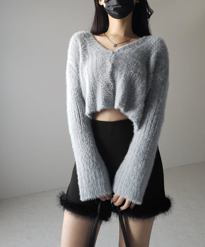 【 ３color 】ショートシャギーリブニットカーディガン ／ short shaggy lib knit cardigan