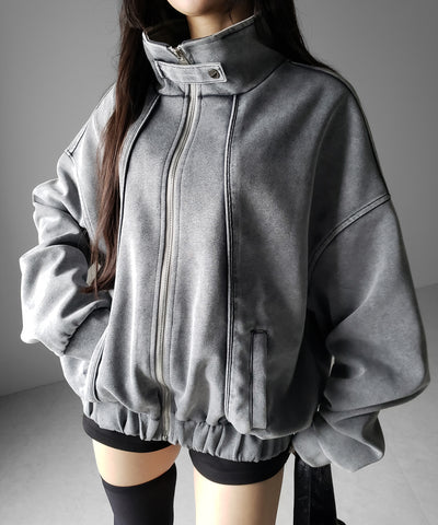 ピグメントヴィンテージジップアップオーバースウェットブルゾン ／ pigment vintage zipup over sweat blouson