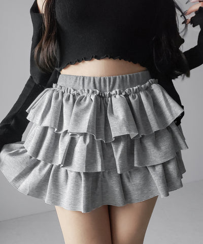 ティアードフリルカットソーミニスカート ／ tiered frill cut and sew mini skirt