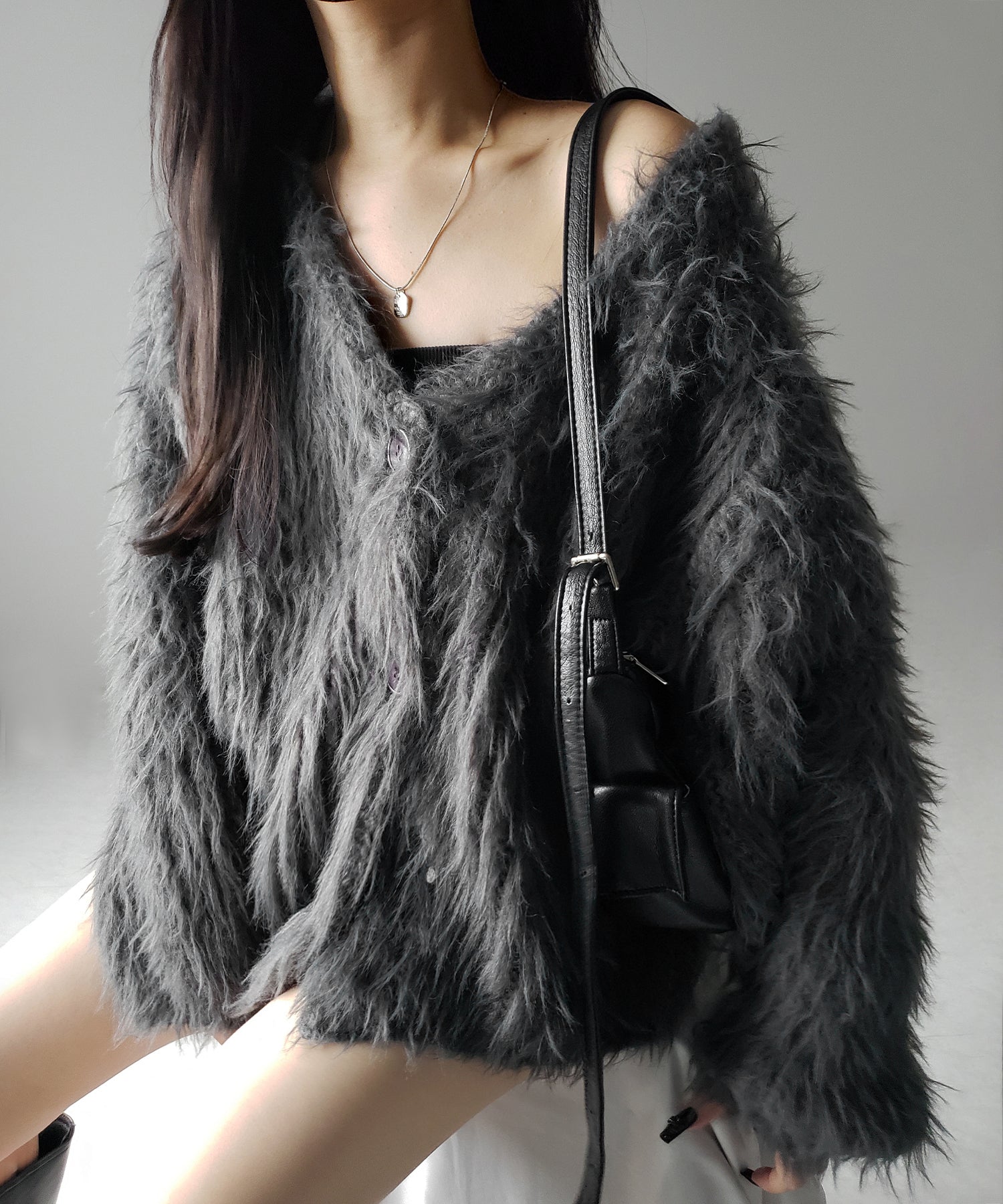 【 ３color 】モンスターシャギーボリュームニットカーディガン ／ monster shaggy volume knit cardigan