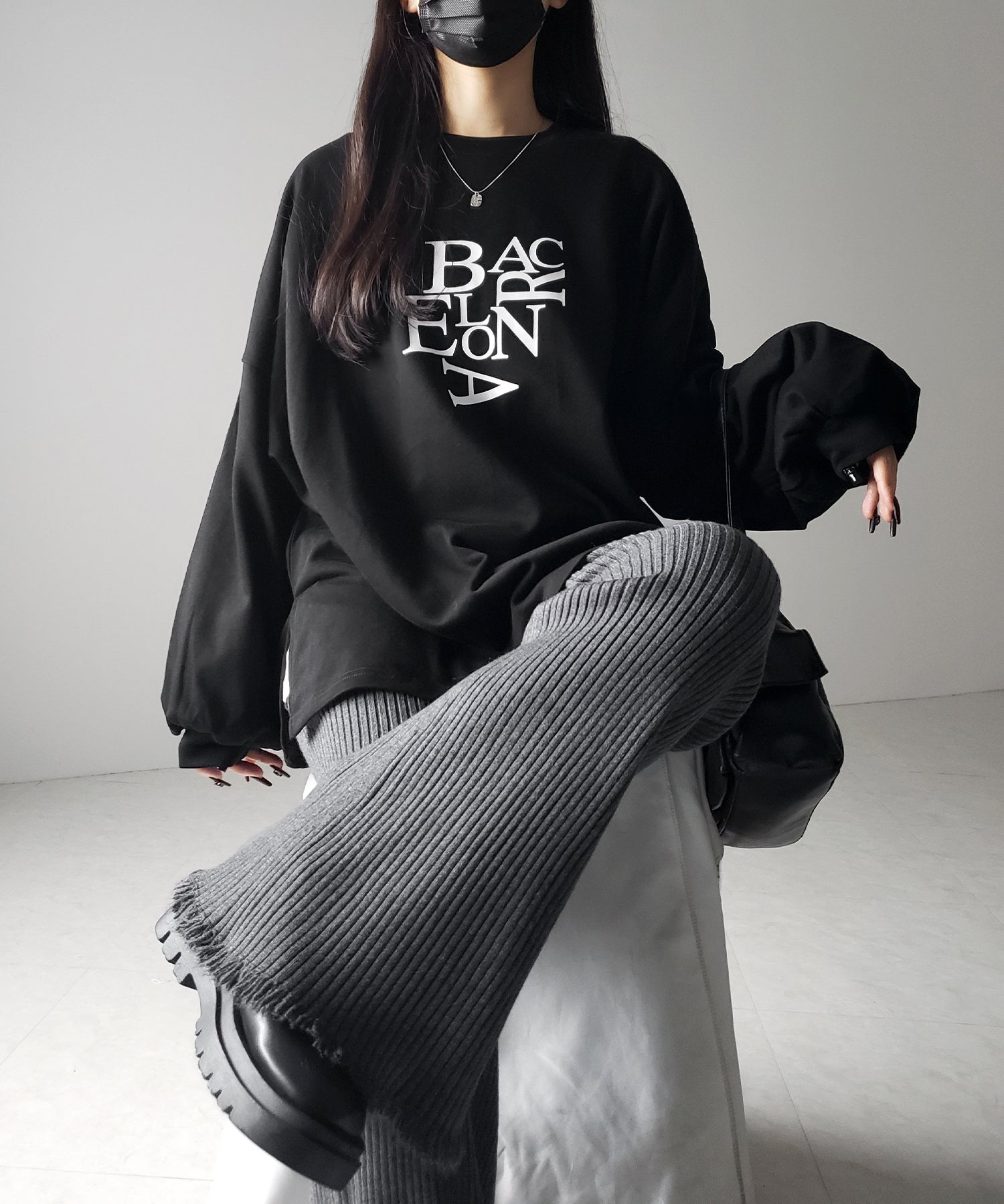 【 ２color 】フリンジリブニットフレアパンツ ／ fringe lib knit flare pants
