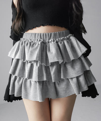 ティアードフリルカットソーミニスカート ／ tiered frill cut and sew mini skirt