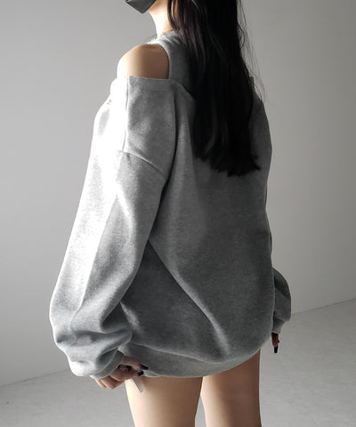 【 ３color 】オープンショルダーカットアウトオーバースウェット ／ open shoulder cutout over sweat