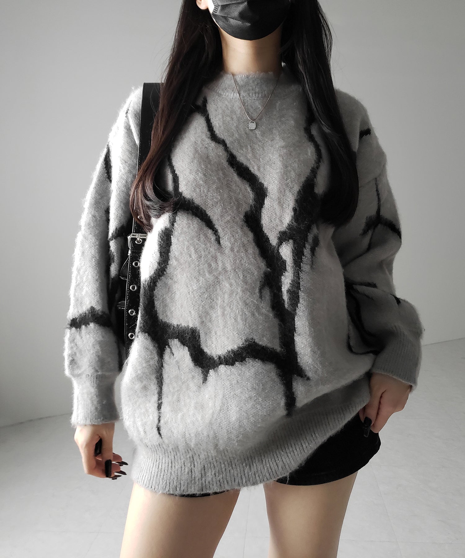 【 ３color 】CRACK モヘアライクオーバーニット ／ CRACK mohair-like over knit