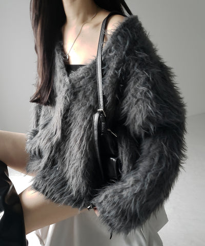 【 ３color 】モンスターシャギーボリュームニットカーディガン ／ monster shaggy volume knit cardigan